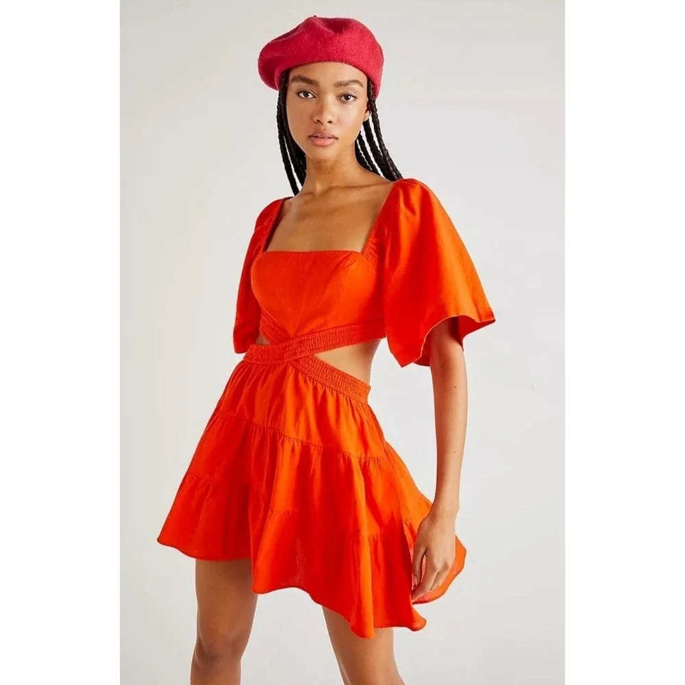 Free People Cross of‎ Sunlight Mini Dress Coastal Beach Cottage Bohemian